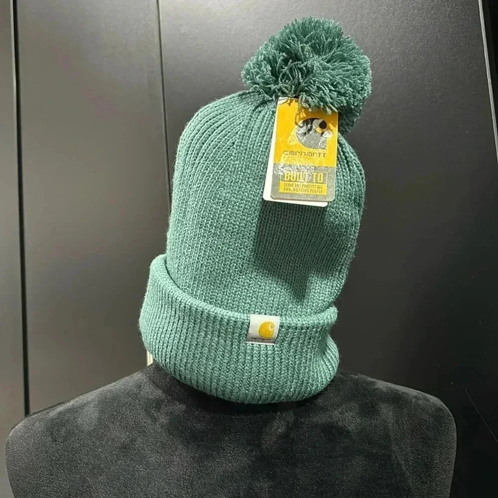 Carhartt Knit pom-pom cuffed beanie, frosted balsam - OSFM